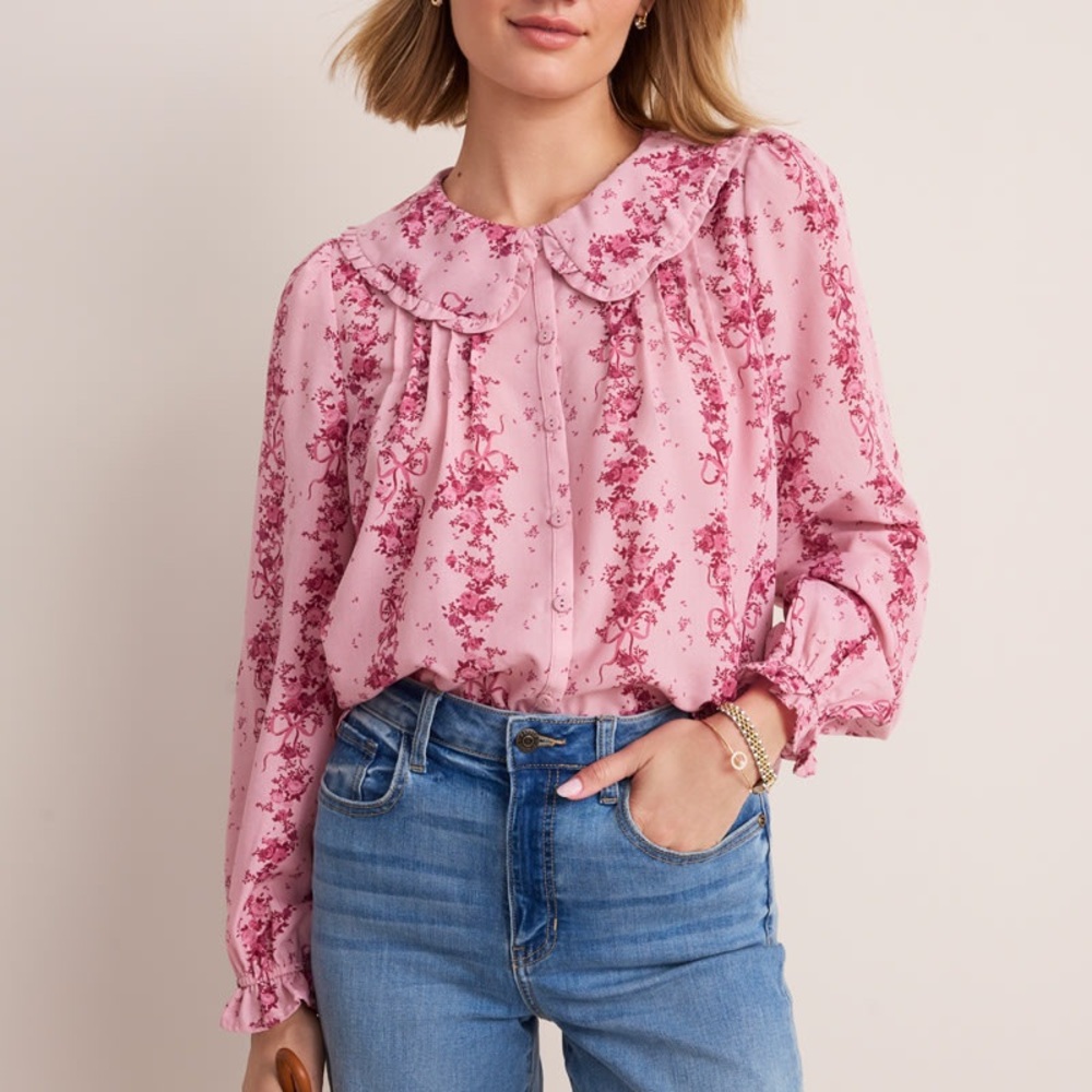 NWT Vicki Floral Bib Collar Blouse size S
